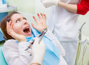 Patient pretending to be scared