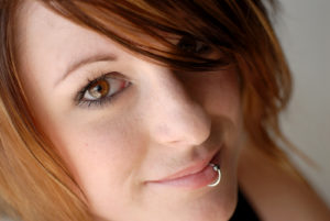 attractive woman with lip piercing