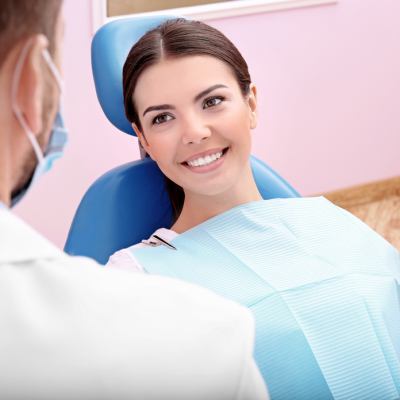 Patient smiling at dentist