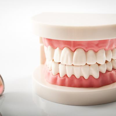 Model of teeth and dental mirror