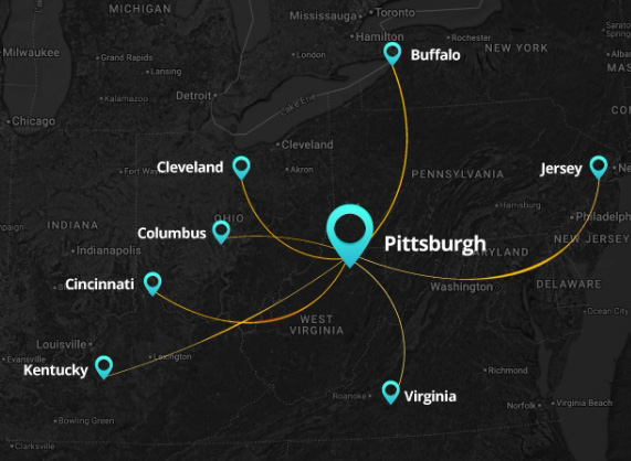 map showing pittsburgh