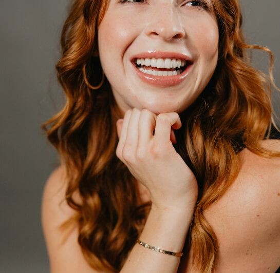 Smiley lady wiht moth restoration image